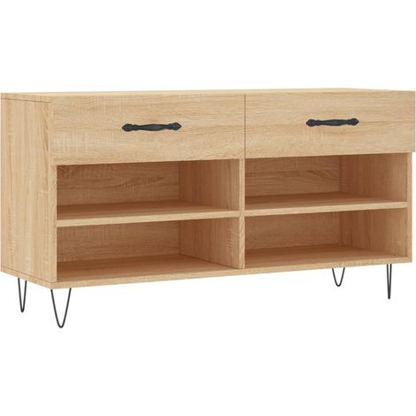 Banc à chaussures bottes commode étagère meuble entrée rangement sonoma 102 x 35 x 55 cm bois d'ingénierie marron