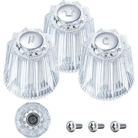 Poignées de rechange pour robinet de douche 3 pièces, compatibles avec les robinets de baignoire et de douche Price Pfister Contessa et Windsor, remplacement du bouton chaud et froid (1/4)