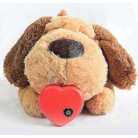 Jouet apaisant pour chiot avec battements de cœur réalistes - Douce peluche compagnon de sommeil pour soulager l'anxiété de séparation (1/4)