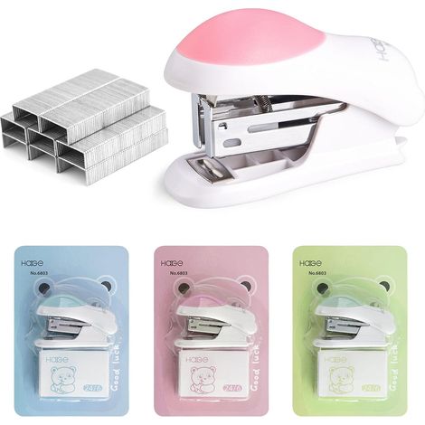 agrafeuse de bureau sans effort avec 400 agrafes standard 26/6, capacité de 2 à 24 feuilles, joli cadeau pour étudiant et bureau, 3 options de couleurs (1/5)