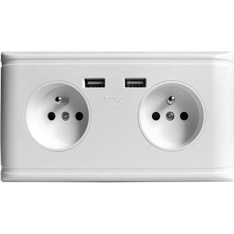 TONCHEAN Prise de courant complète,Prise de courant complète,Multi-Fonctionnelle UE Prise Murale Prise de Courant Prise avec Double Port USB for Chargeur de téléphone 250V (1/5)
