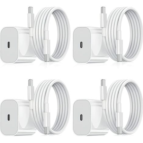 Lot de 4 chargeurs Samsung - Chargeur rapide - Adaptateur + câble 20 W Blanc Taille unique (1/5)