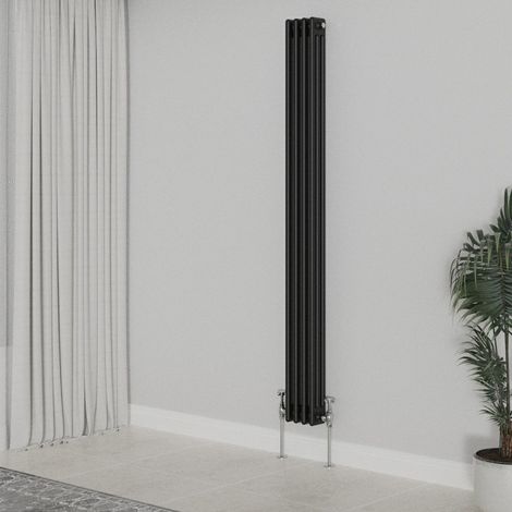 WarmeHaus Traditional Radiator Black Triple Column 1800x202mm (1/5)
