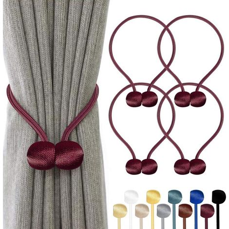 Lot de 4 embrasses magnétiques pour rideaux, 10 couleurs, corde polyester renforcée. (1/5)