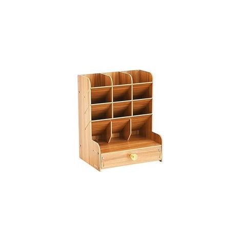 Boîte de rangement pour stylos B1 en bois de cerisier (avec support pour téléphone portable) (1/5)