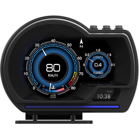 Affichage tête haute OBD2 + GPS, compteur de vitesse intelligent, alarme de régime moteur turbo pour voiture et camion (1/5)