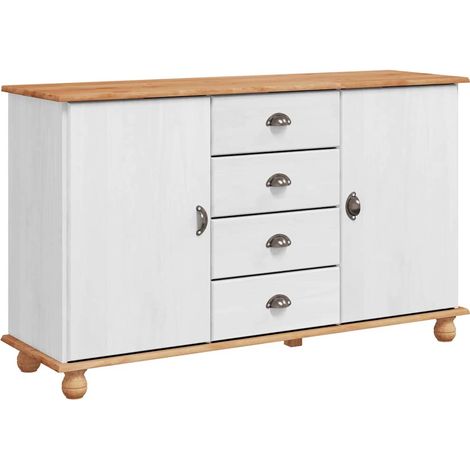 Buffet  Meuble de rangement avec tiroir ASKIM 133,5 x 40 x 79 cm Bois de pin massif (1/5)