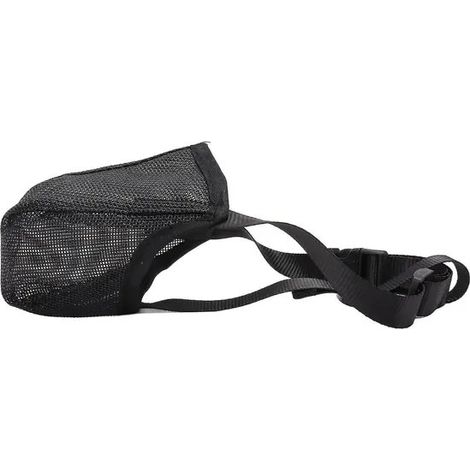 Muselière pour chien en maille respirante et PVC, avec sangles réglables et design antidérapant, noire, taille unique (1/5)