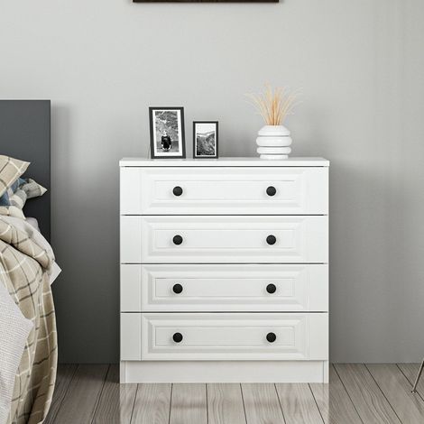 Kommode Bare White mit Knöpfen Melamin 72x77x42 cm