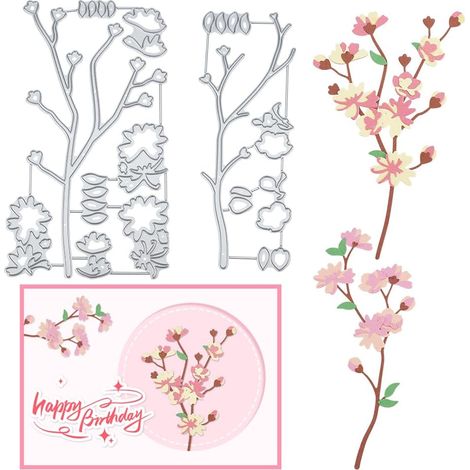 Lot de 14 matrices de découpe 3D en métal pour la fabrication de cartes, de feuilles et de scrapbooking, décoration d'album (1/5)