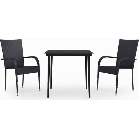 Ensemble à manger de jardin 3 pcs,Salon de jardin Noir CFW66659 (1/5)