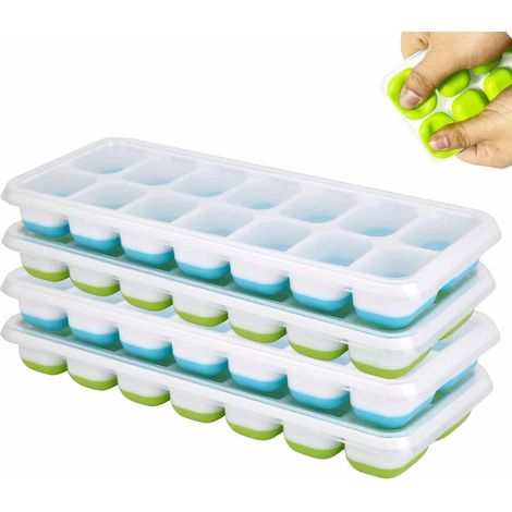Eiswürfelform Silikon mit Deckel, 4er Set, BPA Frei, Stapelbar (1/5)