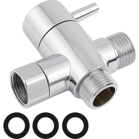 G1/2 3 Voies Soupape, Robinet wc 3 Voies, vanne de commutation de douche G1/2 20 mm, adaptateur de bras de douche, valve à trois voies pour douchette à main, pommeau de douche et système de douche (1/5)