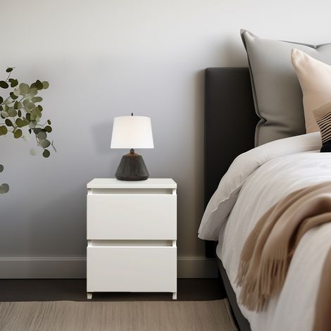 NRG Chest of Drawers Storage Bedroom Furniture Cabinet 2 Drawer White 30x30x40cm (1/4)