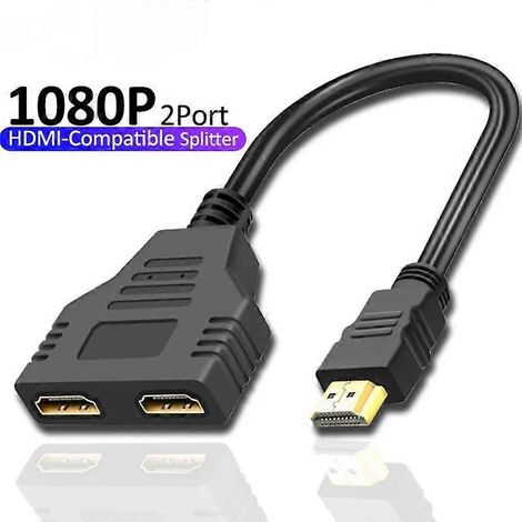 Répartiteur HDMI 1080p double port en Y, câble adaptateur 1 entrée 2 sorties mâle vers femelle pour boîtier TV LCD et PS3, compatible HDMI ( ) (1/5)
