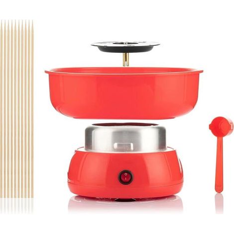 Machine à barbe à papa - CELLUSTOP - Design rétro - Sucre ordinaire - 10 bâtonnets - Rouge