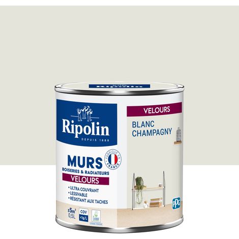 Ripolin – Peinture blanche velours 0,5L – Ultra couvrante pour murs et boiseries – A+ qualité air intérieur – Sec au toucher en 1h (1/5)