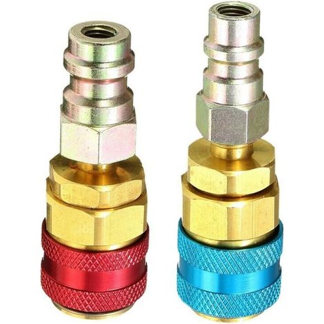 2 Pcs R134A Adapter Fittings, Car Air Condition Low/High R134 Quick Coupler Extension Adapters Fit for A/C Manifold Gauge