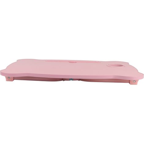 Table de lit pliante simple, vendue directement d'usine, de qualité export. Table idéale pour ordinateur portable ou en location pour résidence étudiante. Modèle ours rose 2, 60 x 40 x 28 cm. (1/5)