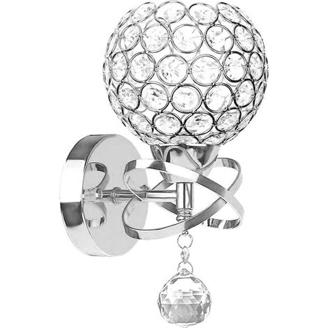 Applique murale moderne en cristal, suspension chromée, luminaire de chambre avec interrupteur à tirette, douille E14 (sphérique) (1/5)