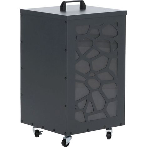[NUNCA USADO] Contenedor de pellets HHG-260 con estructura alveolar, caja de almacenamiento para pellets, ideal por ejemplo para pienso para animales, con ruedas, 64 x 36 x 36 cm, antracita (1/5)