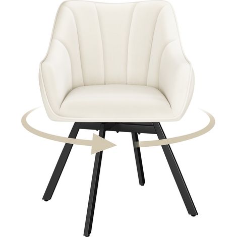 Homevive Silla de Comedor de Terciopelo con Reposabrazos Respaldo Sillón Auxiliar Moderno con Asiento Giratorio para Cocina Salón, Beige (1/5)