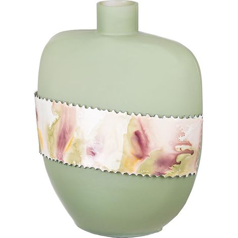 Dekovase - Vase bombé en Verre - Vase de Table - Vase décoratif pour Le Salon - Couleur : Vert Mat - Hauteur : 26 cm (1/2)