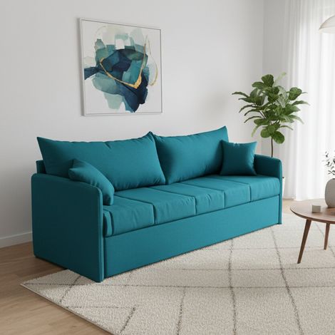 Schlafsofa 3-Sitzer Avellana, Abziehbar, Waschbar, Made in Italy, Wasserabweisend, Ausziehbett mit Matratze, 205x86 cm Blau (1/5)