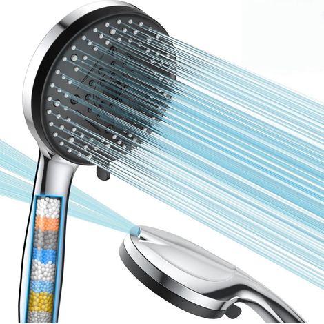 Pommeau de douche haute pression avec 10 jets et filtre anti-calcaire (1/5)