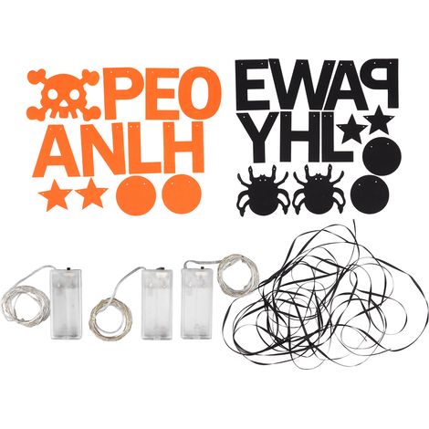 Bannière Halloween Lumineuse DIY - Kit Décoratif avec Lettres, Araignées et LED pour Porte, Cheminée et Fête (1/5)