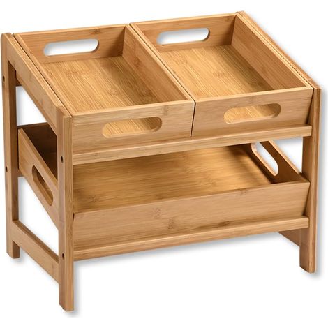 Étagère de cuisine en bambou, dimensions : 39,5 x 26 x 35,5 cm, couleur : marron 58851 13 (1/5)