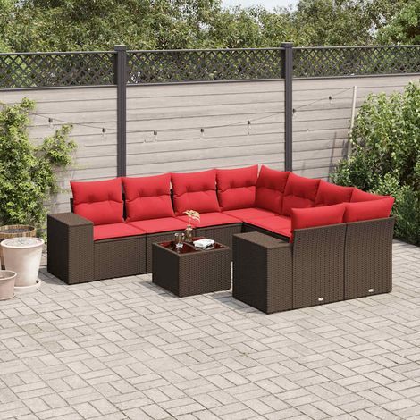 Teenpull – 9-teiliges Gartensofa-Set mit Kissen, braun, Polyrattan (1/5)