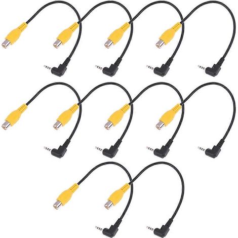 Lot de 10 adaptateurs de câble vidéo AV, câble adaptateur AV mâle 2,5 mm vers RCA femelle, pour une utilisation avec des câbles de conversion de caméra arrière. (1/5)