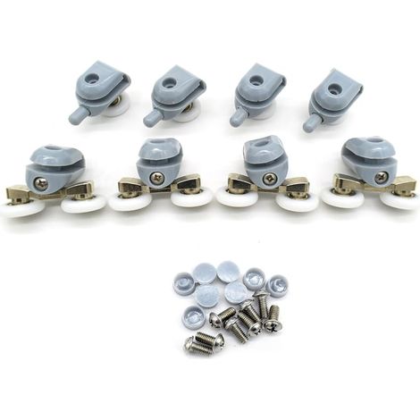 8 roulettes haut et bas pour porte de douche - Porte coulissante - Poulie - Pièces de rechange 22 mm de diamètre - Salle de bain (22mm) (1/5)