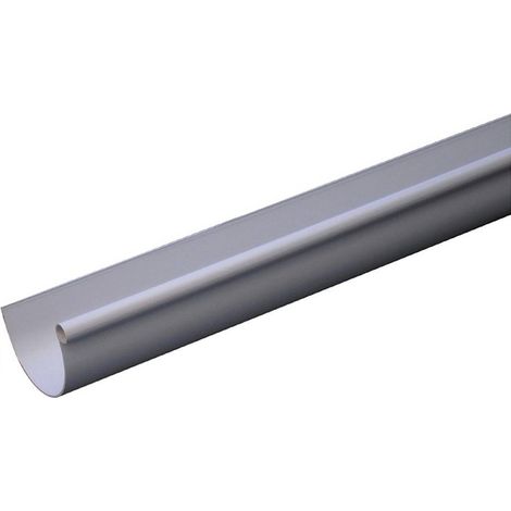 First Plast – Profilé gouttière PVC demi-ronde 16 – Longueur 2,00ml – Couleur gris – Raccord pour gouttière