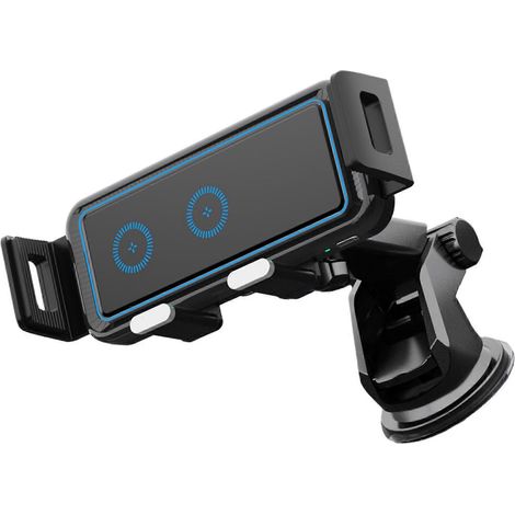 Chargeur de voiture sans fil 15 W, charge rapide, fixation automatique, support de téléphone pour voiture, station de charge multicolore (1/5)