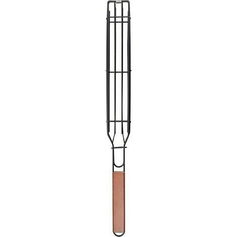 Grille 1 pièce, grille en fer, pince pour hot-dog, cage à saucisses avec manche en bois, pince pour grille épaisse (1/4)