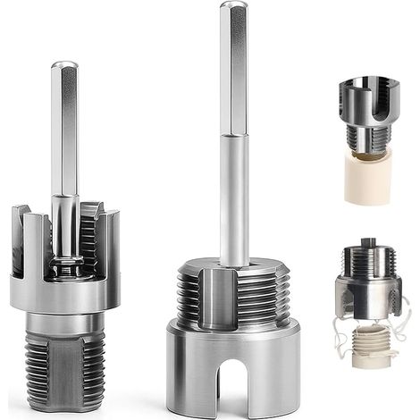 Lot de 2 outils de filetage de tuyau avec rallonge, outil de filetage intérieur et extérieur intégré, kit de tarauds pour tuyaux d'eau en PVC/PPR 1/2" et 3/4" (DN15/DN20) (1/5)