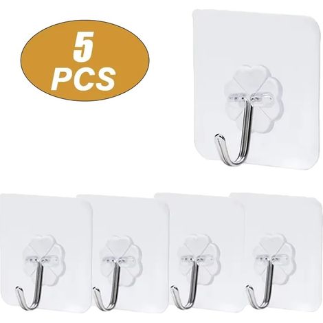 Wandhaken, selbstklebend, transparentes Design, 5Pcs Haken (1/2)