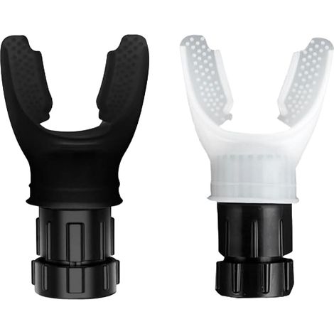 Attrezzo per allenamento respiratorio in due pezzi, portatile in silicone, per esercizi di respirazione con resistenza, ideale per yoga, nuoto e fitness (bianco e nero) (1/5)