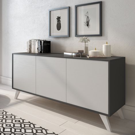 Madia moderna in legno a 3 ante 154 cm- SOTO GRAFITE (1/2)