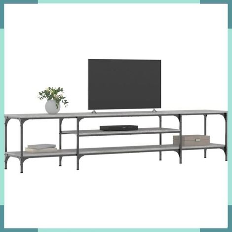 831816 Meuble TV sonoma gris 201x35x45 cm bois d'ingénierie et fer (1/5)