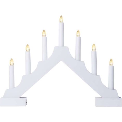 EMOS Holz LED-Kerzenständer in Weiß, klassischer Kerzenhalter mit 7 LED-Leuchten, Batteriebetrieben 2x AA, 6h Timer, DCAW12 (1/5)