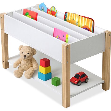 Étagère pour Enfants, 4 étagères, Compartiment Ouvert, 44 x 80 x 40 cm, Blanche/Naturel (1/5)