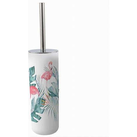 TRADE SHOP - Portascopino In Plastica 9.1x26.8cm Scopino Bagno Wc Toilette Fenicotteri 69967 - (1/2)