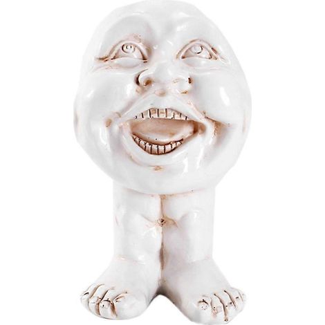 Lustige Gesichtsskulptur aus Kunstharz im Blumentopf mit lustigem Gesichtsausdruck E--