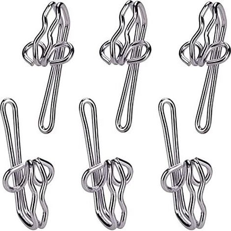 28x12mm Heavy Duty Curtain Hooks - 100 pcs - Strong Metal Curtain Hook, Shower Curtain - Versatile and Easy to Install Curtain Hook - Stainless Steel