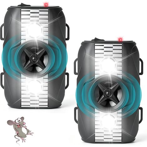 2 Unité Ultrason Repulsif Rongeur pour Voiture avec Lumière Répulsif Anti Martre pour Voiture avec 3 Modes D'alimentation, pour Anti Taupe Souris et Rats, Protéger Voiture Garage (1/5)