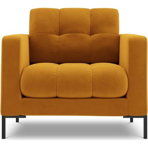 Fauteuil en velours jaune (1/5)