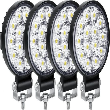 Phare LED - 3.2 Pouces - 42 W - 4200 Lm - 6000 K - IP67 - Pour 4x4 Camion Tracteur SUV Bateau - Lot De 4 (1/5)